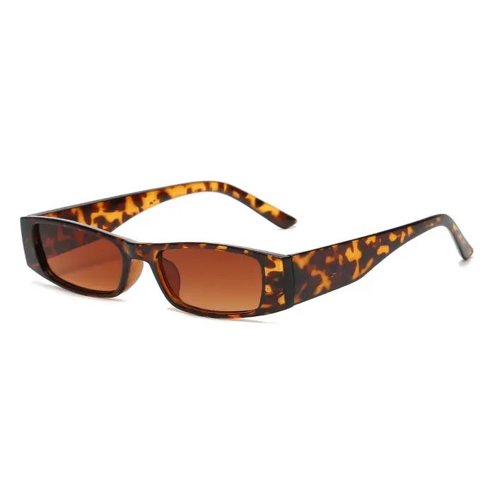 Lunettes de soleil rectangulaires fines femme - Monture narrow frame designer noir tendance UV400