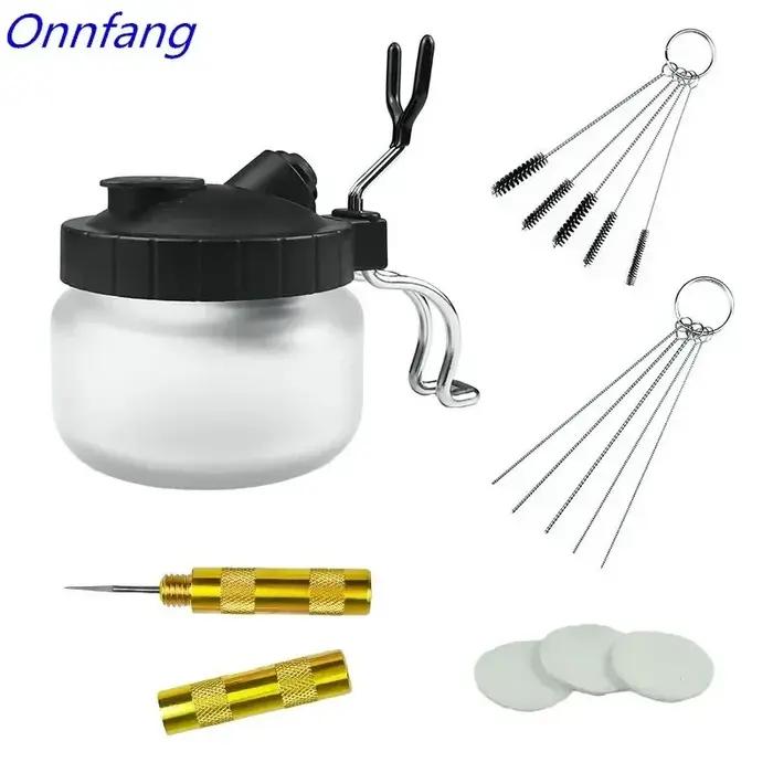 Onnfang – Pot de nettoyage d'aérographe 0.2/ 0.3/0.5mm, bouteilles en verre, filtre, pistolet de pul