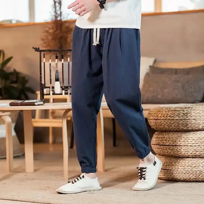 Kimonos de style japonais Harajuku pour hommes, costume masculin traditionnel, pantalon décontracté,