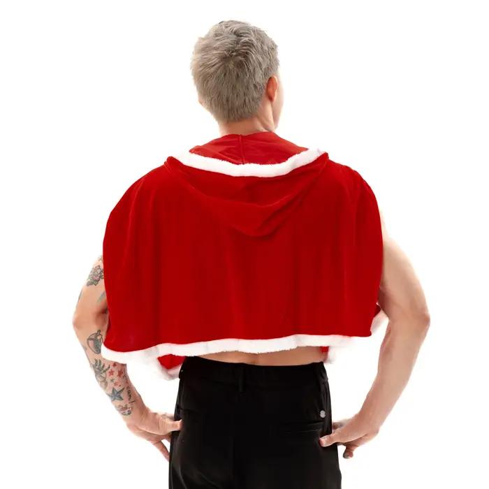 Cape de châle de Père Noël en velours de Noël, Crops sexy, Everak à capuche avec chapeau, Costume de Noël, Vêtements pelucheux Cosplay, Nouvel An