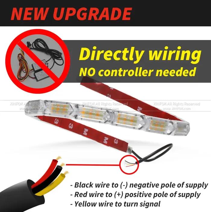 2 pièces blanc ambre bande LED Flexible LED DRL feux de jour étanche séquentiel lumière du jour roug