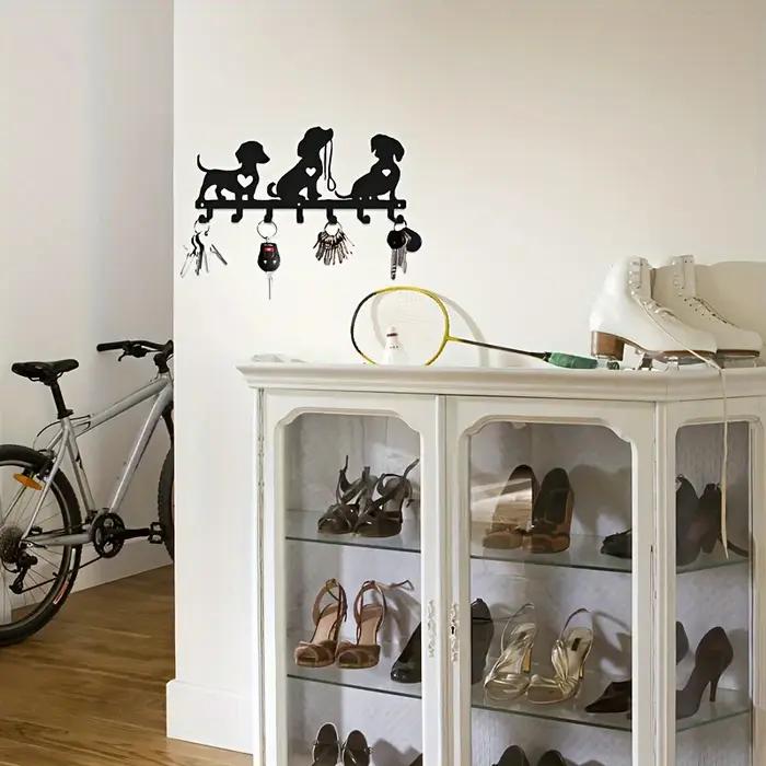 Crochet mural contemporain en forme de chien en métal, facile à installer, décoration artistique durable murale pour manteaux, chapeaux, serviettes, clés