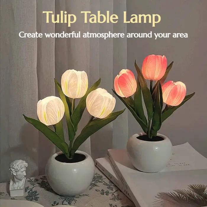 Veilleuse LED Tulipe, Bouquet Simulé, Meilleur Cadeau de ixdes Mères, Anniversaire, 1 Pièce