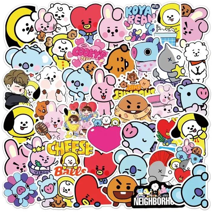 Autocollant de dessin animé BT21 koya RJ Shooky Man Chimmy Tata Cooky