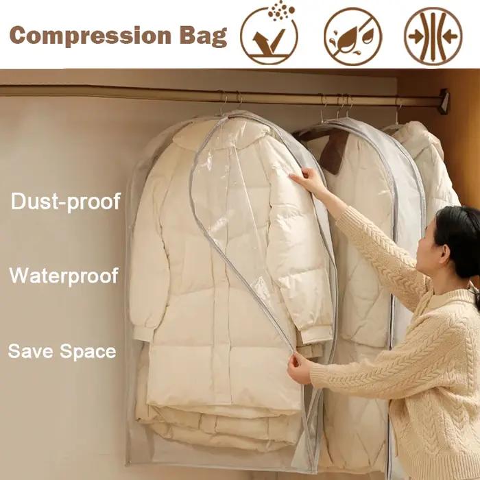 Sac de rangement anti-poussière en plastique pour vêtements d'hiver et épais, multifonctionnel et réutilisable pour organiser la garde-robe