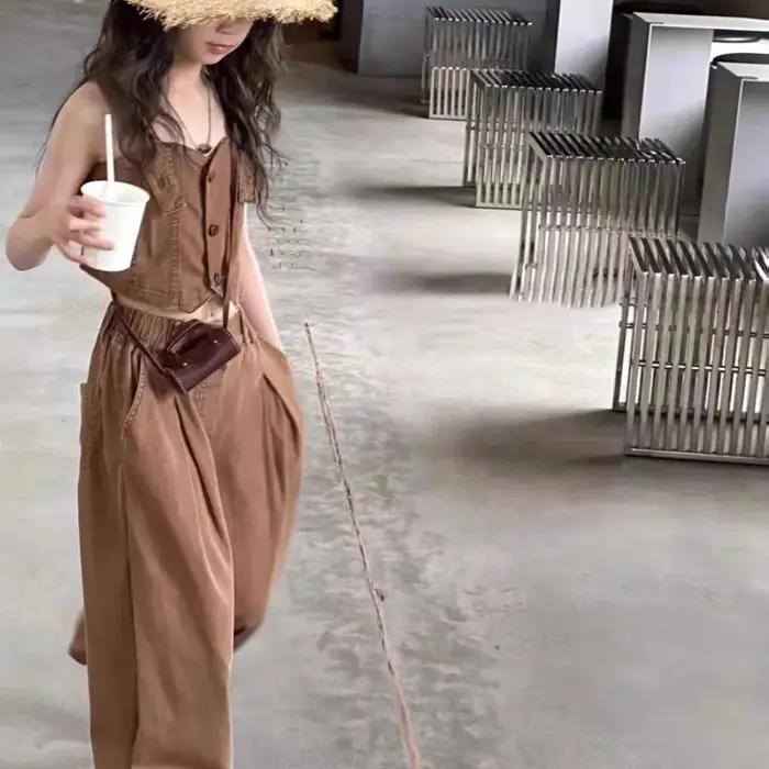 Costume d'été en Denim pour filles de 4 à 13 ans