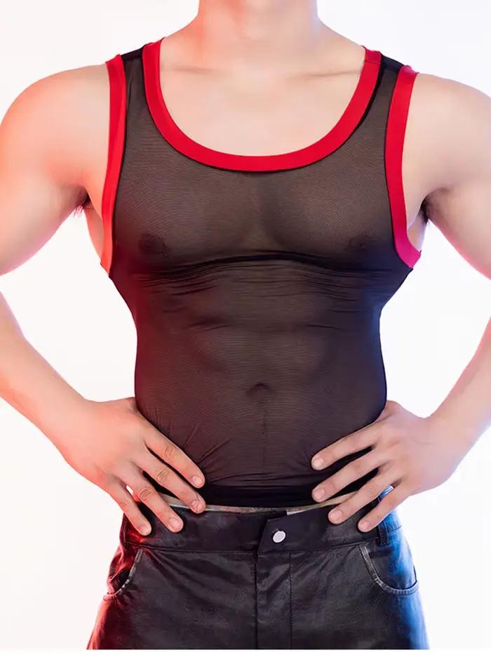 Chemise transparente pour homme, vêtement sexy, mince, précieux, en Y, respirant, en fibre, boîte de nuit, haute élasticité