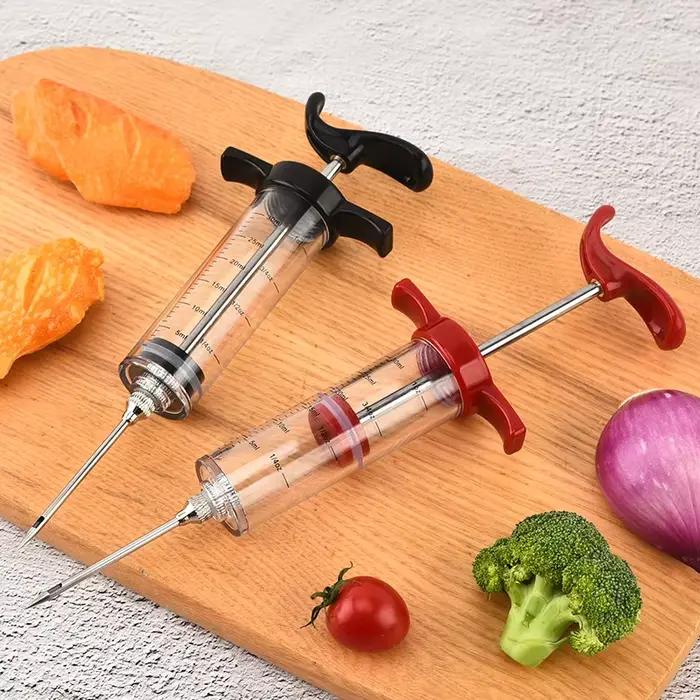 Seringue à injecter de la viande avec 3 aiguilles d'injection de marinade pour barbecue
