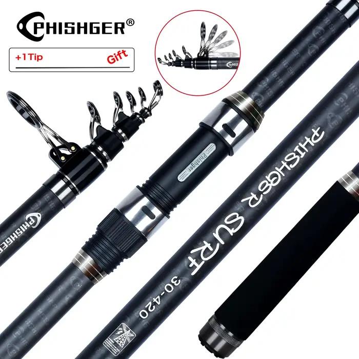 Canne pêche surfcasting télescopique PHISHGER 3.6/4.2/4.5m puissance 80-150g carbone 30T voyage bord mer