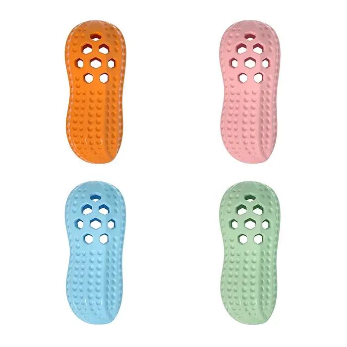 Jouet à mâcher durable en TPR en forme d'arachide pour chien avec effet sonore
