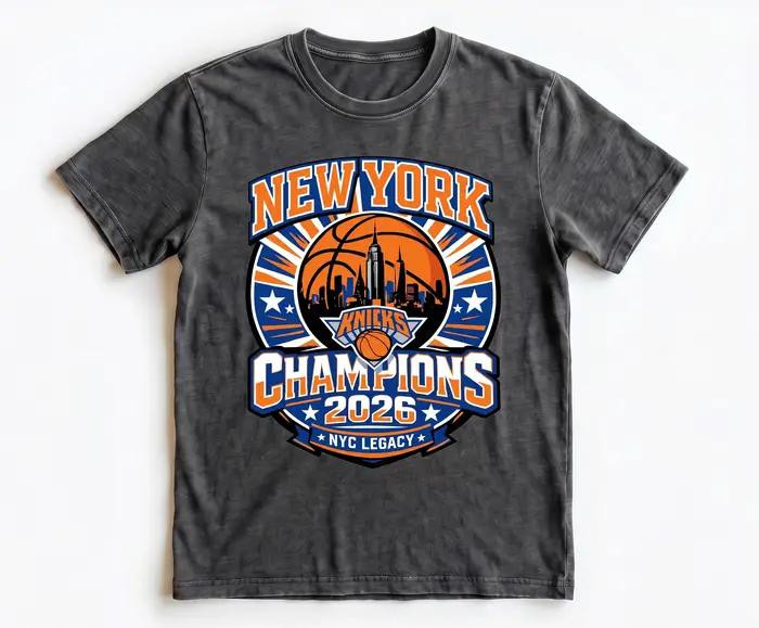 T-shirt Coton Rétro New York Basketball Champions 2026 – Style Y2K Unisexe Streetwear d'Été