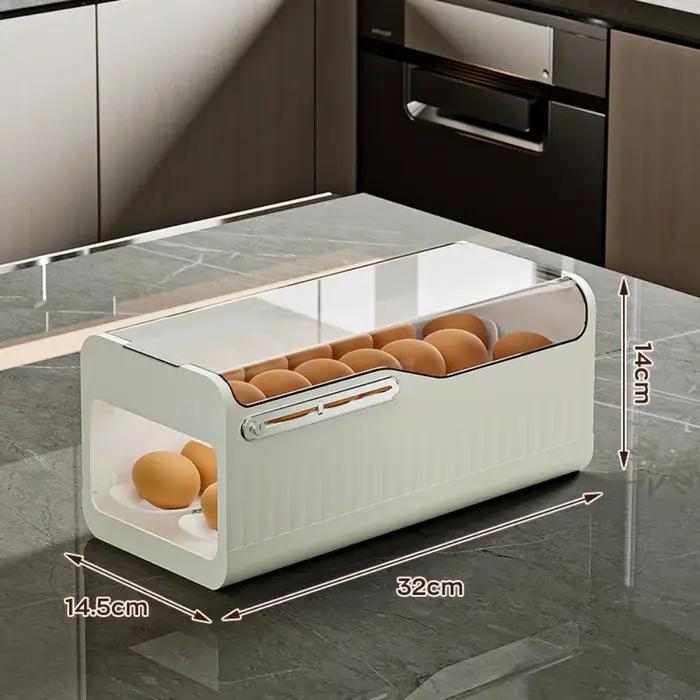 Boîte de rangement d'œufs porte-œufs à défilement automatique moderne pour réfrigérateur grande capacité occasions spéciales femmes cuisine organisation