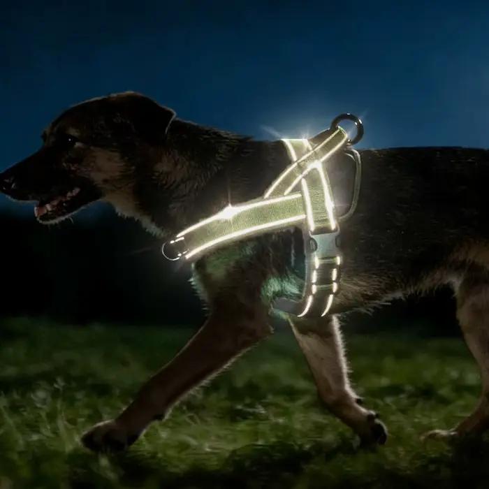 Harnais tactique anti-traction pour chien de grande race : Gilet robuste avec bande réfléchissante