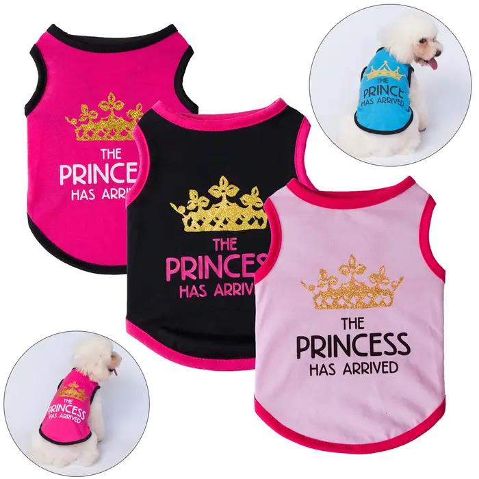 T-shirt Gilet Princesse Couronne pour Chien, Vêtements d'Été en Coton pour Petits Chiens, Chemises pour Chihuahua, Caniche, Chiots, Vêtements pour Animaux de Compagnie, Prince