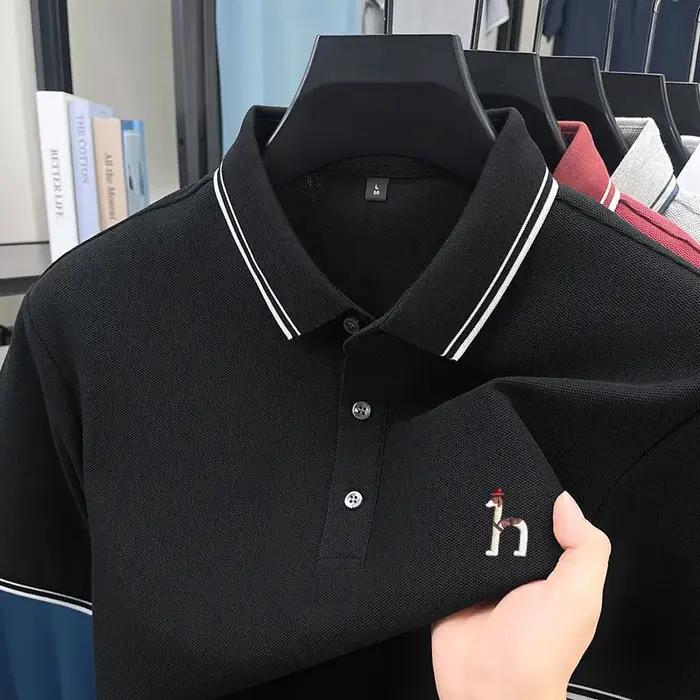 Polo brodé de marque haut de gamme pour homme, nouveau style d'été, 100 % pur coton, respirant, déco