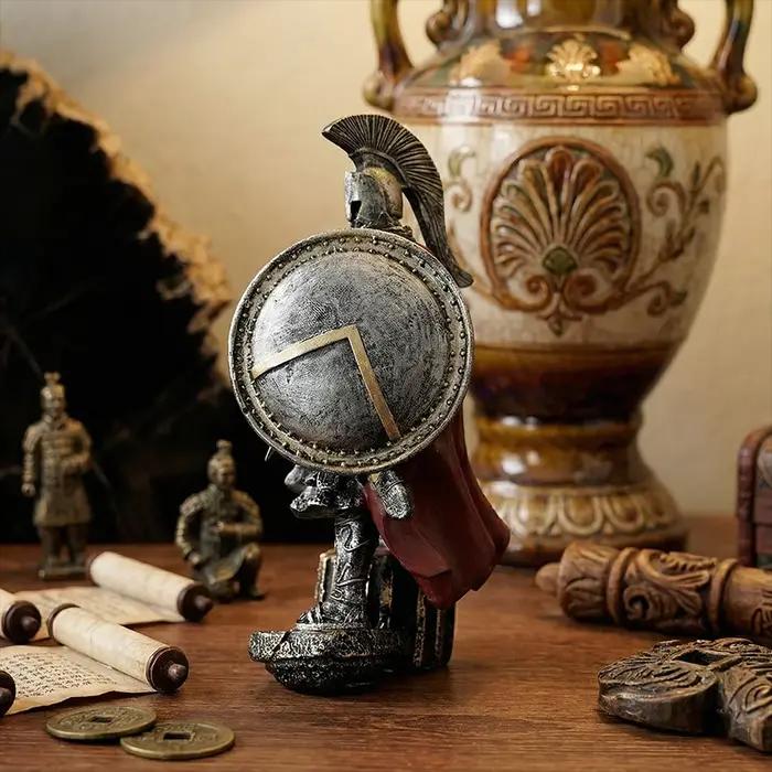 Figurine en résine de guerrier spartiate, statue de soldat grec avec épée, décoration de maison, ornement de bureau, cadeau pour hommes