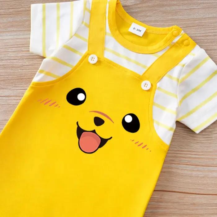 Vêtements pour nouveau-né, Animal-YellowDogPrint, combinaison pour nourrissons, manches courtes, pyj