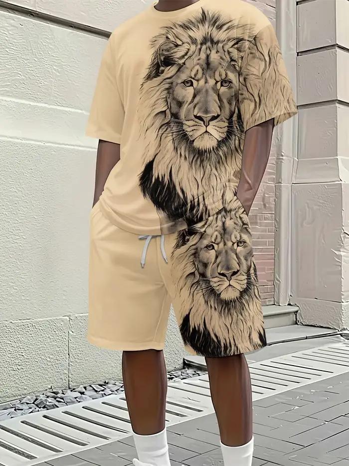 Ensemble décontracté pour homme : T-shirt et short imprimés, style artistique, vêtements d'été décontractés pour l'extérieur, ensemble 2 pièces