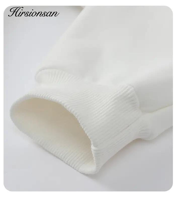 Hirsionsan-Sweat-shirt 35% coton imprimé lettre pour femme, pulls basiques, sweats à capuche coréens