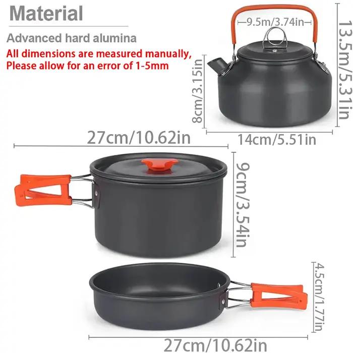 Kit d'ustensiles de cuisine de Camping, ensemble de cuisine en plein air, équipement en aluminium, P