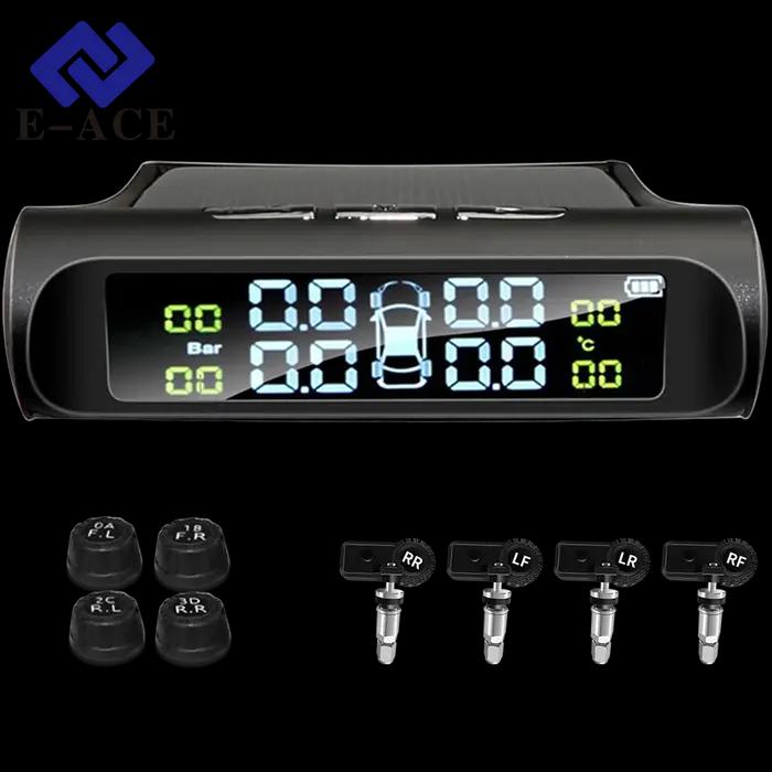 E-ACE K01 TPMS capteur solaire intelligence Sans Fil opathie Système De permission De Pression Dispositif D'alarme De Sécurité existent Avec 4 capteurs