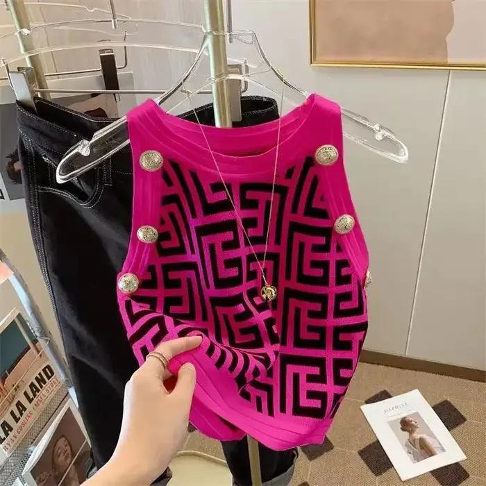Été col rond Camisole hauts sans manche dames mode intérieur rodage été élégant pulls pull tricot femmes vêtements