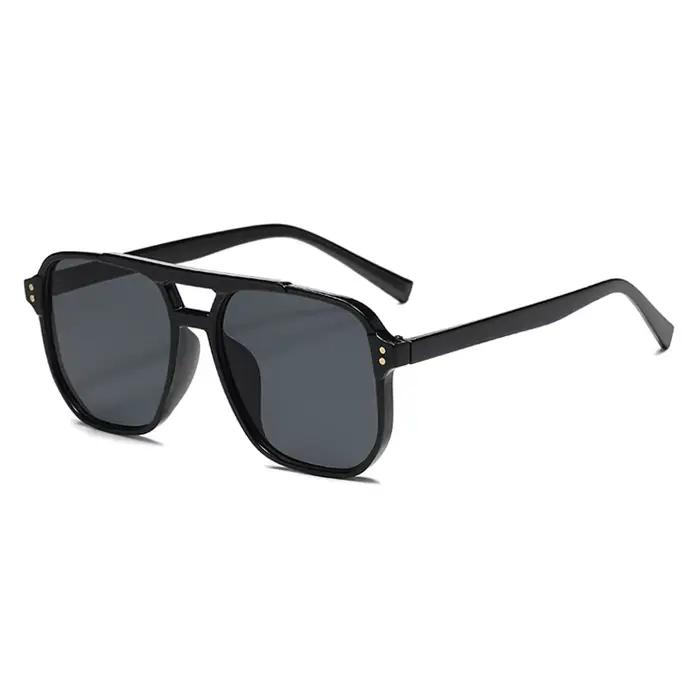 Lunettes de soleil pilote surdimensionnées vintage double pont ovale grandes lentilles jaunes unisexe randonnée