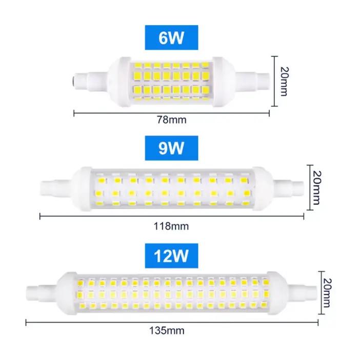 Projecteur LED R7S 9W 12W, lampes LED SMD 2835 78mm 118mm 135mm, ampoule LED à intensité variable 22