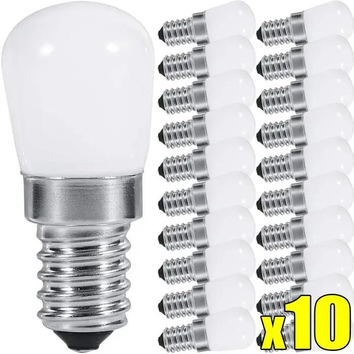 10/2 pièces E14 E12 220V ampoule LED lampe de réfrigérateur Mini veilleuse réfrigérateur armoire aff