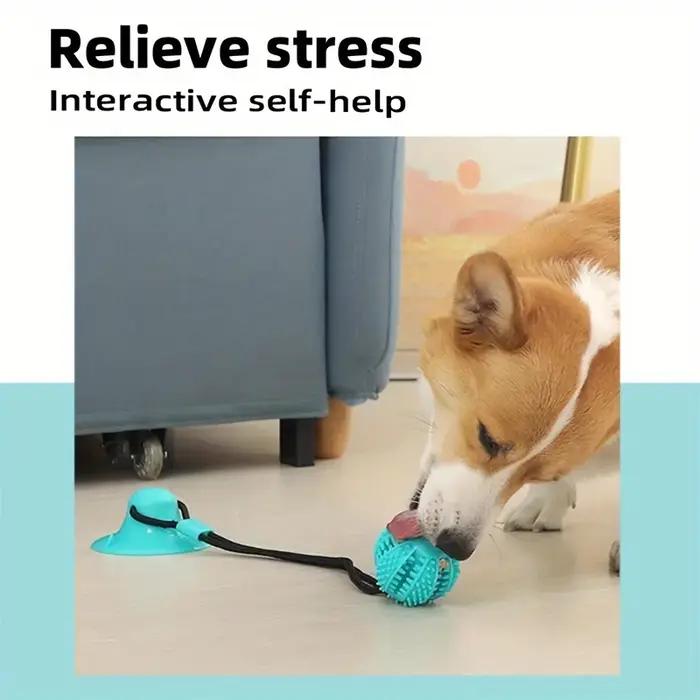 Jouet interactif pour chien à ventouse avec distribution sonore et de friandises – Balle en caoutchouc durable pour l'entraînement et l'amusement des tours