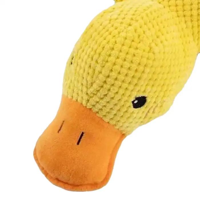 Jouet en peluche canard endormi pour chiens, stimulation auditive et tactile, résistance aux morsures, massages des gencives, détente et bien-être pour petits et grands chiens