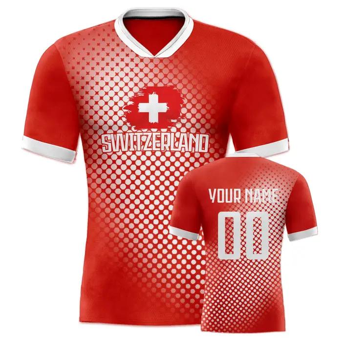 Maillot de Football de Suisse Personnalisé avec Nom et Numéro