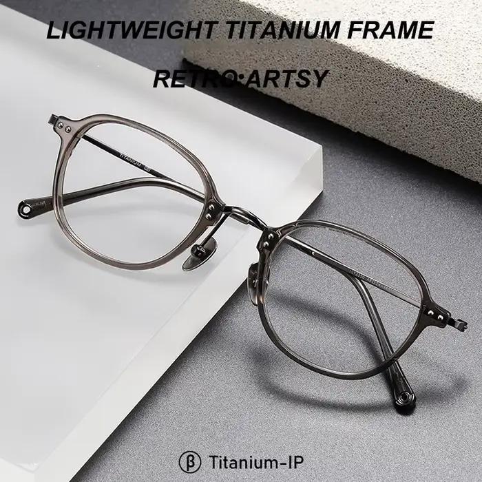 Lunettes rétro à monture ovale ultralégère, montures en acétate de titane pur, lunettes de styliste