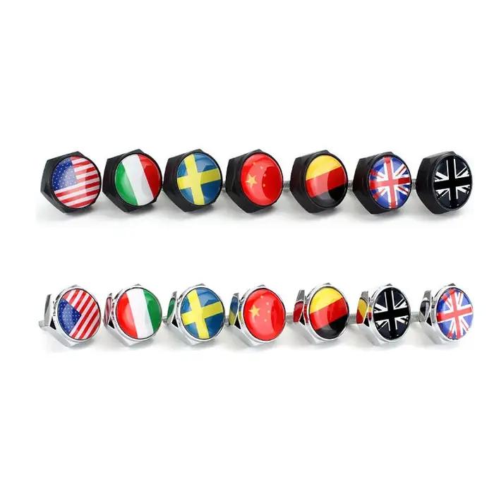 Vis de plaque d'immatriculation en métal pour VW BMW Audi Toyota Honda Alfa Romeo, 4 pièces, drapeau