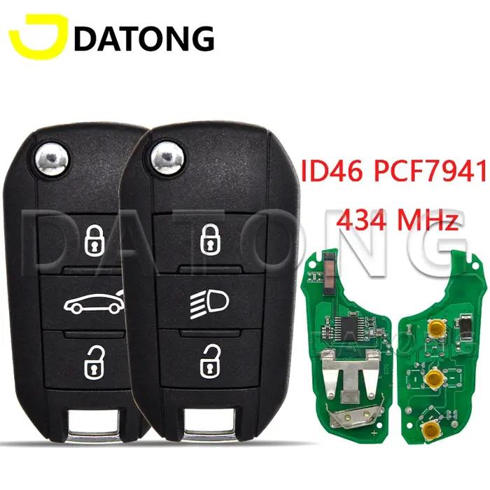 Datong World ID46 Puce PCF7941 433MHz Voiture Télécommande Clé Pour KIT 208 2008 301 308 508 5008 Cr