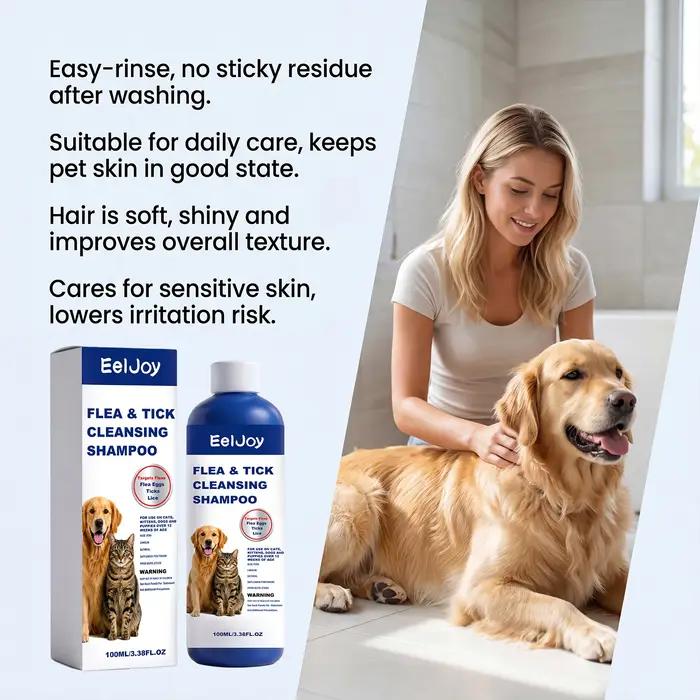 Pet Flea Tick Lice Removal Shampoo Deep Cleansing Dander Removing Deodorizing Anti-Itch Anti-Parasite Dog Cat Bath