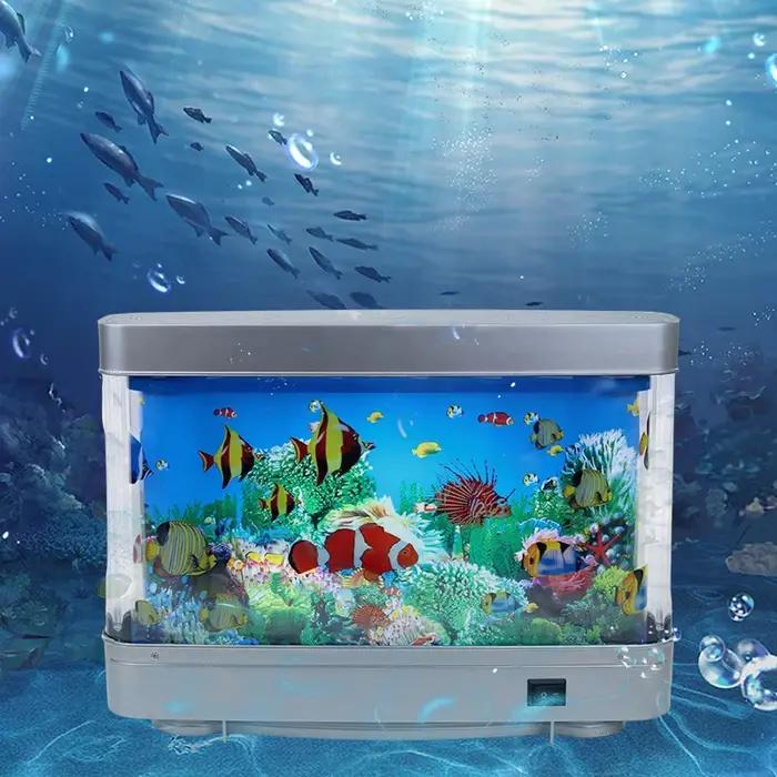 Veilleuse poisson tropical pour enfants, décor d'aquarium Él, océan virtuel en mouvement, lampes pré