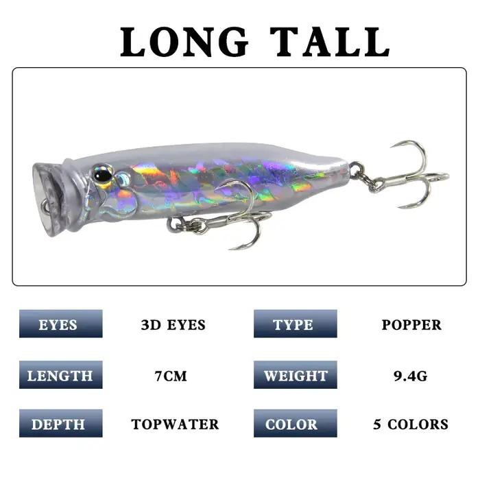 Leurre de pêche flottant Popper Wobbler avec 6 # Crochets 6.5cm 10g appâts artificiels Crankbait P