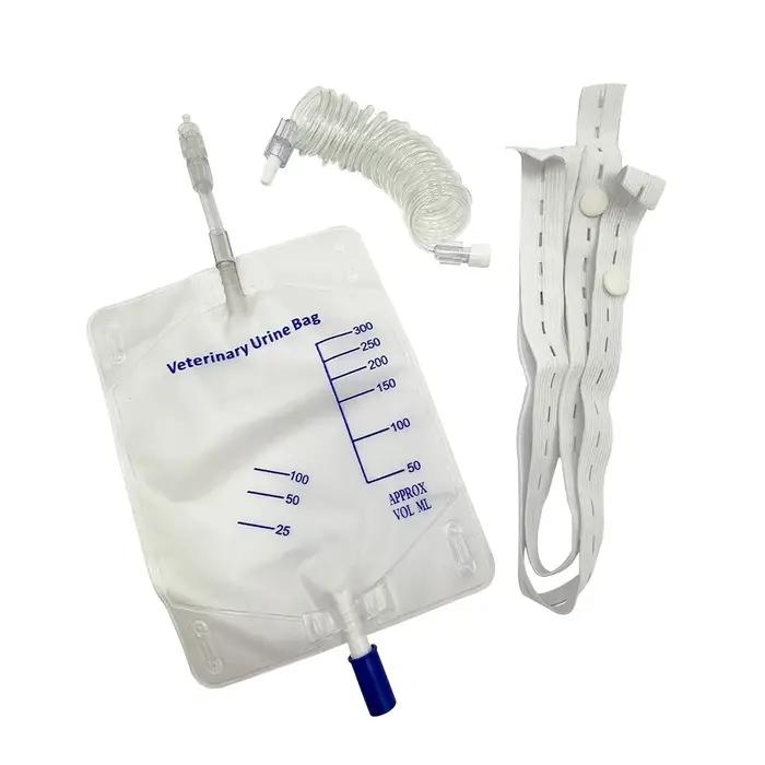 Sac de collecte d'urine de proximité pour chien et chat, Luer Lock avec tube d'extension, anti-reflu