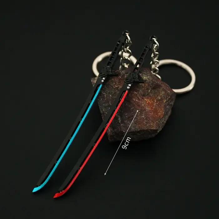 Porte-clés Katana Thermique Cyberpunk 9 cm en alliage, porte-clés cosplay, accessoire de sécurité, porte-clés pour enfants et adultes, accessoire de collection, cadeau pour amoureux de films et séries