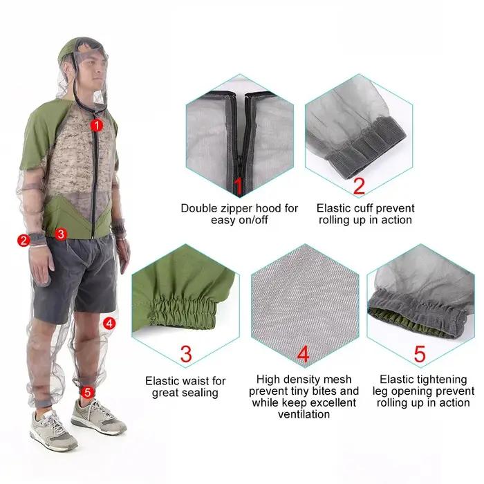 Veste d'extérieur anti-moustiques en maille à capuche
