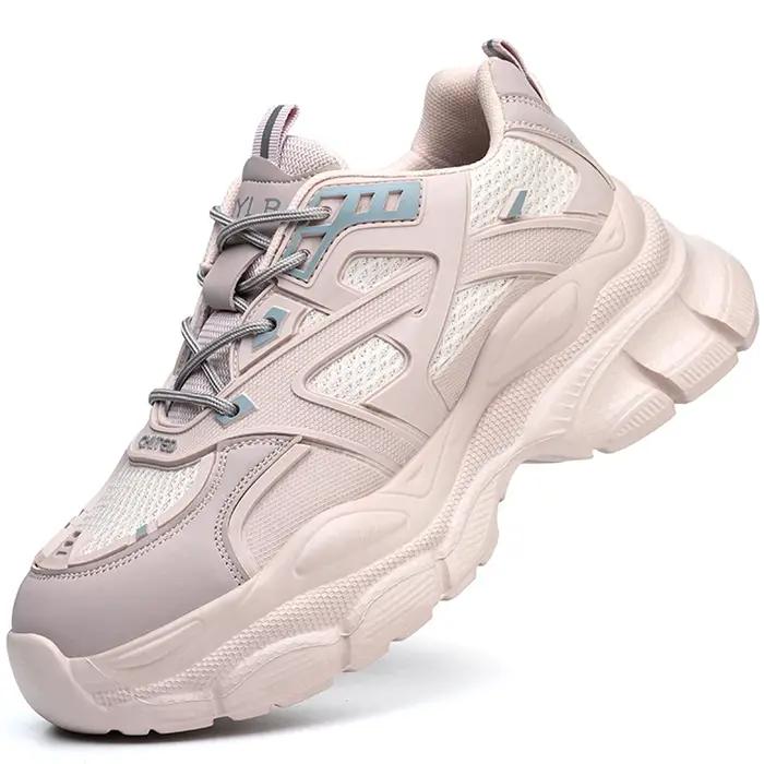 Chaussures de sécurité pour femmes, chaussures de travail anti-écrasement et anti-perforation, baskets à plateforme, chaussures de protection antidérapantes à bout en acier