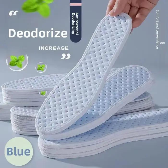 Semelles intérieures en tissu bleu menthe, anti-odeur, absorbant la sueur, respirantes, unisexes, fines, confortables, à fond souple, pour l'été, pour les militaires