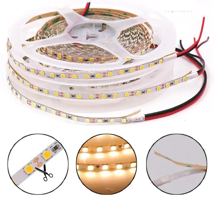 Bande lumineuse Flexible Super brillante à 2835 LED, PCB 4mm, 12V, 3528 diodes/m, 5m, 10m, 15m, 20m,