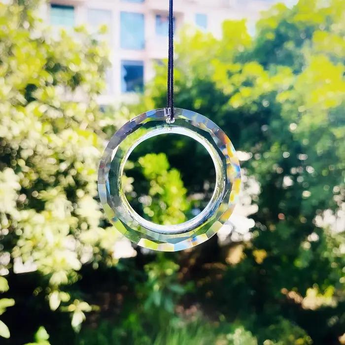 Muy Bien 50mm cercle capteur de soleil prismes en cristal bague en verre à facettes lustre cristaux
