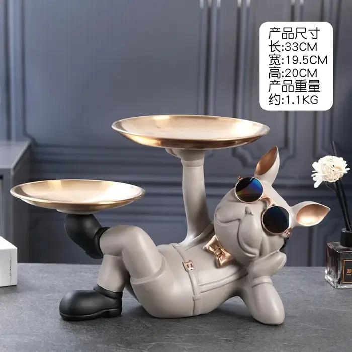 Plateaux de chien nordiques, figurine décorative, ornement créatif, platos décoratifs mesa, accessoires pour la maison, plateau de décoration, statue, plat d'anneau