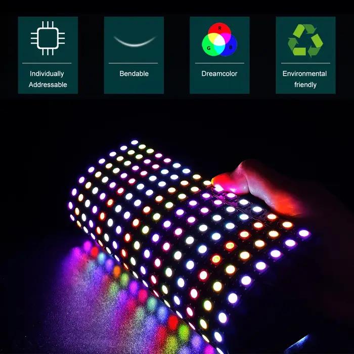 Panneau LED adressable individuellement DC5V WS2812B, module d'écran matriciel numérique flexible RG
