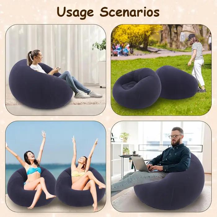 Canapé gonflable paresseux, Portable et pliable, flocage en Pvc, siège chaise longue pour une seule