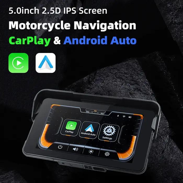 EKIY 5.0 pouces sans fil CarPlay Moto Android Auto Portable numérique