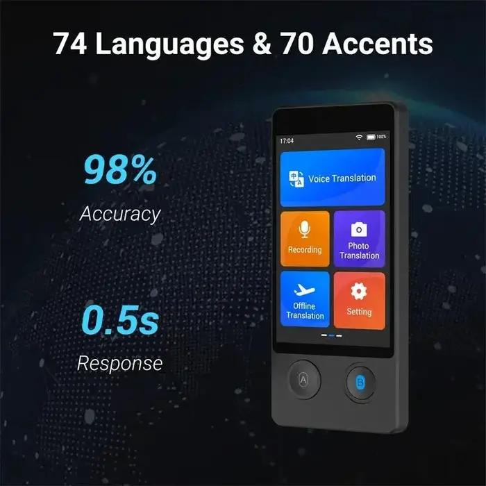 Traducteur W12 IA 144 langues - Traduction instantanée WiFi voix texte photo - Traducteur voyage affaires